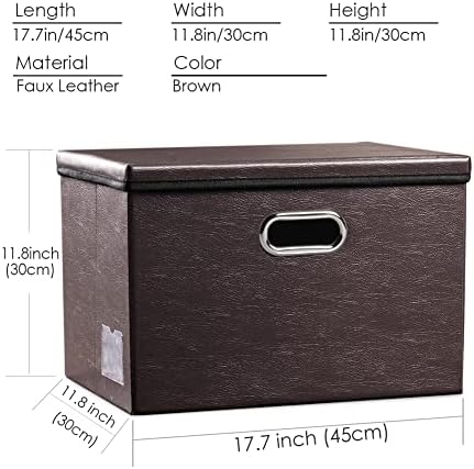 PRANDOM Large Stackable Storage Boxes with Lids [5-Pack] Leather Fabric Foldable Storage Bins Organizer Containers Baskets Cubes with Cover for Bedroom Closet Office Nursery Brown(17.7x11.8x11.8) - Image 6