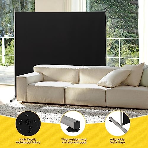 RANTILA Single Large Panel Room Divider, Privacy Screen for Office, Partition Separators, Freestanding Divider 71''W x 71''H, Black - Image 3