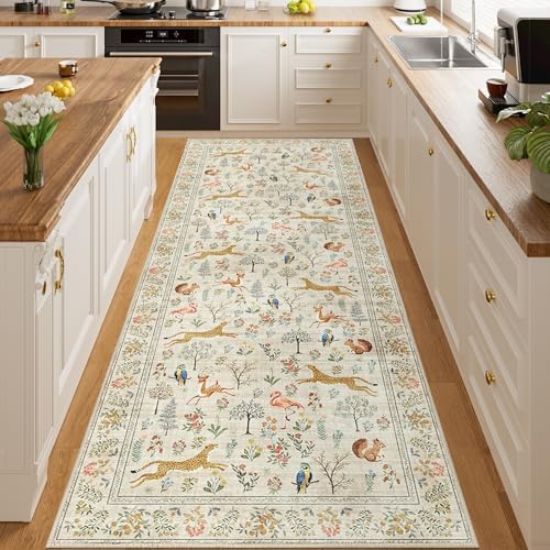 DUKINO 3x8 Runner Rug, Animal Washable Runner Rug for Kitchen, Beige - Image 6