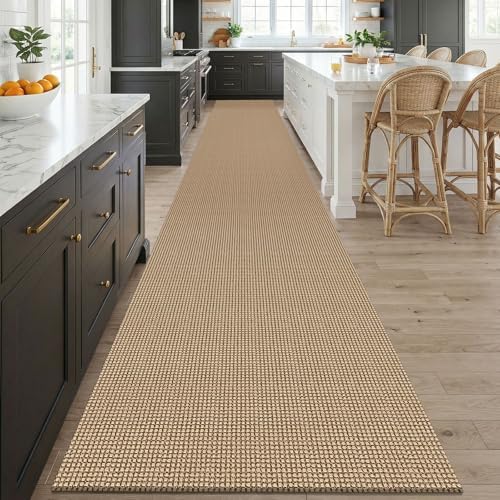 KOZYFLY Boho 3x20 Runners Rugs for Hallway, Extra Long Washable Runner Rug, Woven Non Slip Kitchen Runner, Cotton Entryway Rug, Floor Carpet for Entry, Aisle, Hall, Orange Beige/Tan/Brown - Image 2