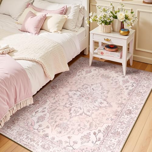 RELEANY Washable Area Rug, 3'x5', Pink by RELEANY