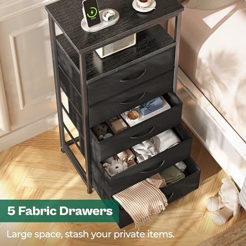 Huuger 5 Drawers Dresser with Charging Station, Dresser for Bedroom - Image 6