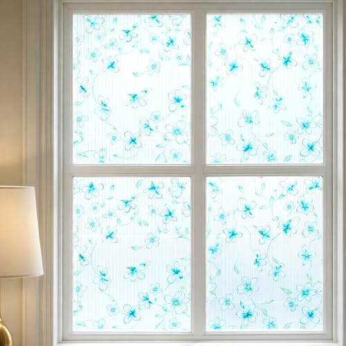 Spring Floral Window Film Privacy Static Cling Anti UV 17.5x78.7in by BetterLifeinHouse