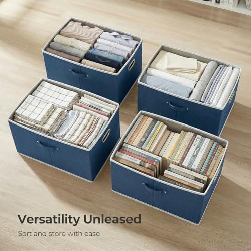 PRANDOM Storage Bins with Lids [3-Pack] Linen Fabric Foldable Storage Boxes Organizer Containers Baskets Cube with Cover for Bedroom Closet Office Royal Blue(23.4X15.9X11.4) - Image 7