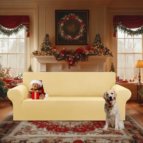 KEKUOU Stretch Oversized Couch Covers for Sofa Slipcover,Champagne - Image 2
