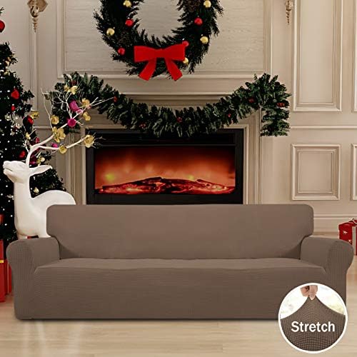 Easy-Going Stretch 4 Seater Oversized Sofa Couch Cover Brown - Image 2