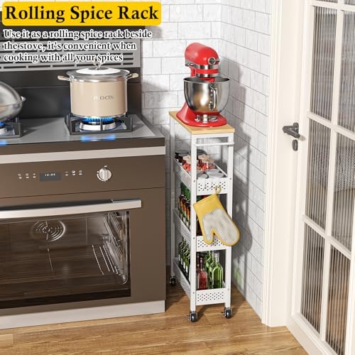 OKZEST Slim Laundry Room Organization Cart with Upgraded Metal Hub Casters - Image 6