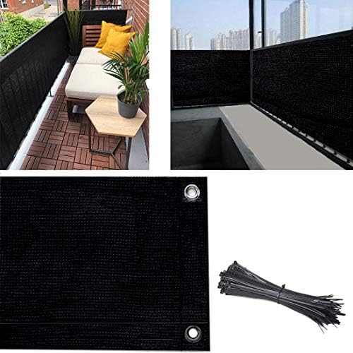 Balcony Privacy Screen Fence Cover, 3.5ft x16.5ft Privacy Screen UV-Resistant Visibility Reduction Fence Screen for Balcony, Apartment, Backyard, Patio, Porch, Garden (3.5x16.5ft, Black) by AOCHENLY-Professionalcasters