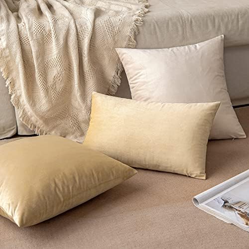 MIULEE 12x20 Inch Lumbar Velvet Throw Pillow Covers Beige - Image 4