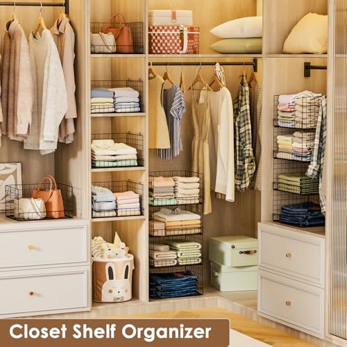 Yociyoga 3-Tier Stackable Closet Organizers and Storage Shelves, Foldable Closet Shelf Organizer, Stackable Storage Bins Drawers for Closet Organizer System, Black(Patent No. 30022416) - Image 3
