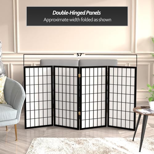 3 ft. Short Window Pane Shoji Screen - Black - 4 Panels - Image 3
