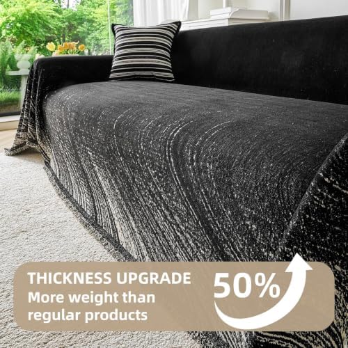 Couch Cover for Dogs Washable Sofa Cover, Sectional Couch Covers, Sofa Covers for 2 Cushion Couch, Non Slip Stripe Sofa Slipcovers Furniture Protector (Black 91x150) - Image 5