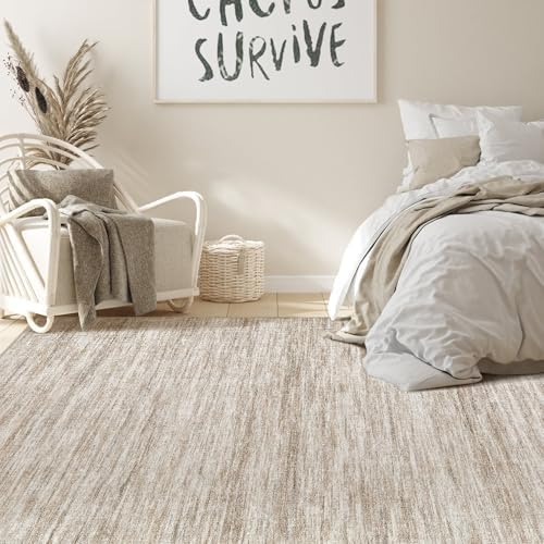 Nakagishi 10x14 Area Rugs Living Room: Washable Large Vintage Rug Neutral Non-Slip Soft Stain Resistant Indoor Carpet for Bedroom Nursery Dining Room Office Playroom - Brown-01 - Image 6