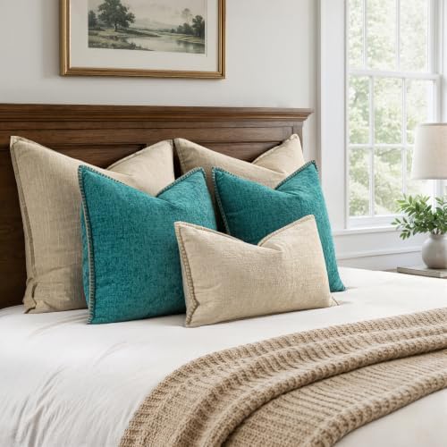 MIULEE Decorative Couch Throw Pillow Covers 18x18 Inch Teal 2 Pack - Image 6