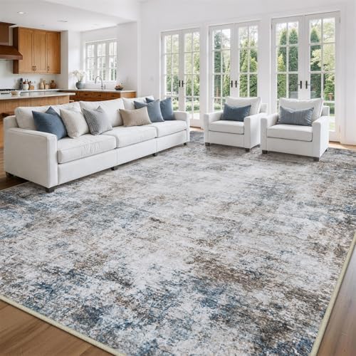 Aelenmu 10x14 Area Rugs for Living Room Washable Dining Room Brown Blue - Image 3