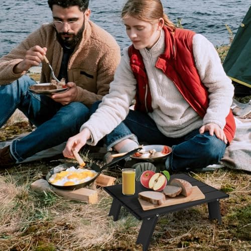 Small Folding Camping Table, Mini Low Portable Beach Tables, Black - Image 2