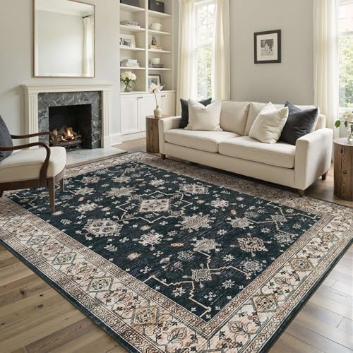 Rugxara Black Area Rugs 5x7 Washable Rug for Living Room Bedroom - Image 2