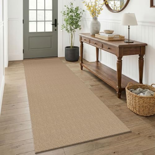 KOZYFLY 3x7 Washable Kitchen Runner Rug, Non Slip Wide Runners for Hallway, Cotton Entryway Runner, Braided Floor Carpet for Entry, Kitchen, Bedside, Hall, Orange Beige/Tan/Brown by KOZYFLY