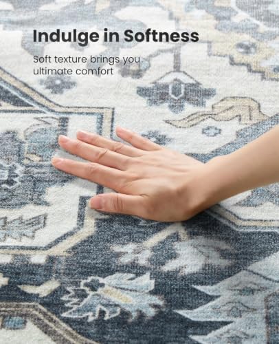 AMADA HOMEFURNISHING 8x10 Area Rug, Washable Low-Profile Large Area Rug with Non-Slip Backing & Durable Edge Binding, Vintage Large Rugs for Living Room, Bedroom - Image 4