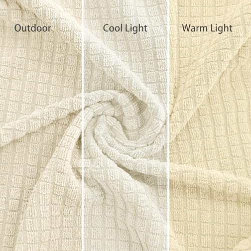 2025 New Stretch Loveseat Sofa Slipcovers Couch Cover for 2 Cushion Furniture Protector Sofa Covers with Elastic Bottom Small Checks for Pets, Kids - Beige - Image 2