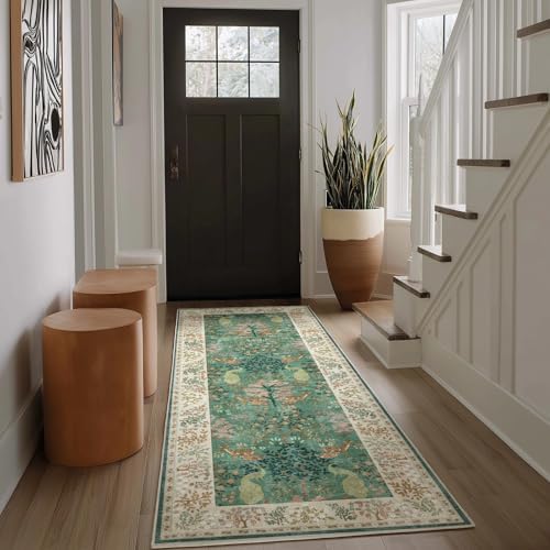 Runner Rug Washable Kitchen Runner: 2'x 6' Hallway Runner Rugs Stain Resistant Non Slip Low Pile Soft Carpet Runners for Hallways Bedroom Entryway Indoor Beside Bathroom Living Room Farmhouse - Image 2