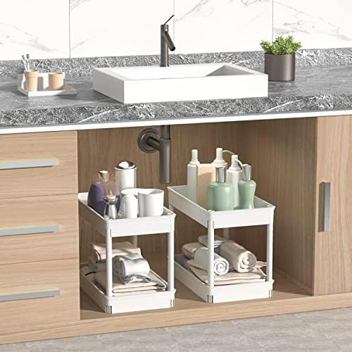 Sooyee 4 Tier Wide Storage Cart Mobile Shelving Unit Organizer Slide Out Storage Rolling Utility Cart Tower Rack for Kitchen Bathroom Laundry, Plastic & Stainless Steel,White - Image 5