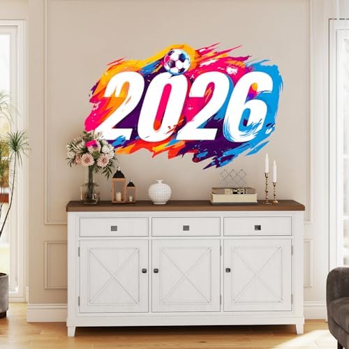 ANNA QUEEN Soccer 2026 Wall Decals Peel and Stick, Colorful Football Number Wall Stickers, Sports Wall Decor Removable Vinyl Wall Art for Boys Bedroom Game Room Decor - Image 3