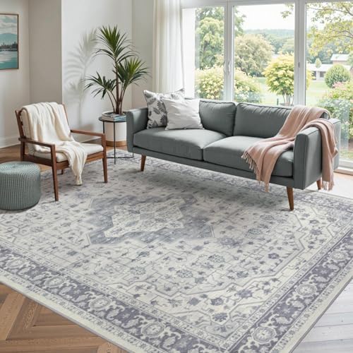 Rugxara 4x6 Vintage Boho Washable Rug for Bedroom(Blue) by Rugxara