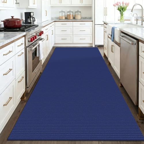 KOZYFLY Washable 4x6 Entry Woven Area Rug, Braided Throw Rugs for Entryway, Non Slip Door Mat Indoor Entrance, Front Porch Carpet for Foyer, Kitchen, Bedroom, Living Room, Deep Navy Blue - Image 3
