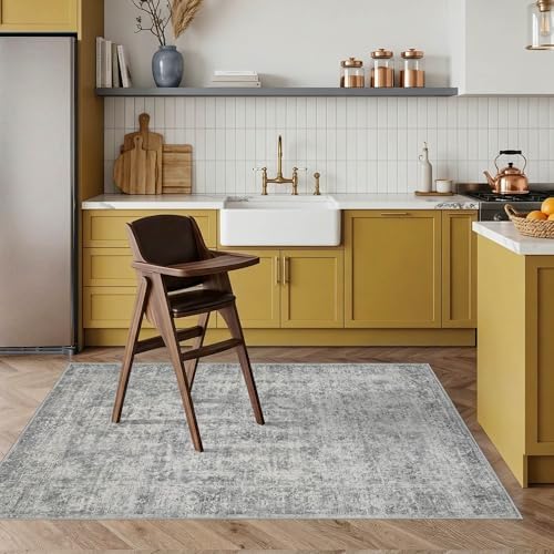 Rugxara 3x5 Rug for Entryway Bedroom Washable Area Rugs Carpet, Grey - Image 4