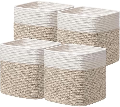 joybest 11inch Cube Storage Bins, Cotton Rope Woven Organizer Basket by joybest