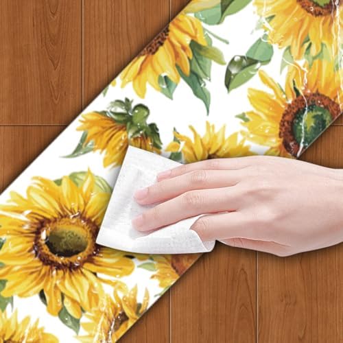 Sunflower Wall Border Wallpaper Border Decal Peel and Stick 19.7 x 4 Inch Sunflower Pattern PVC Decorative Molding Trim Stickers for Bathroom Laundry Kitchen Backsplash Home Decoration - Image 3