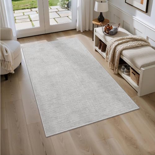 Valenrug 3x5 Rug, High-Low Pile Washable Entryway Rug for Bedroom Grey - Image 4