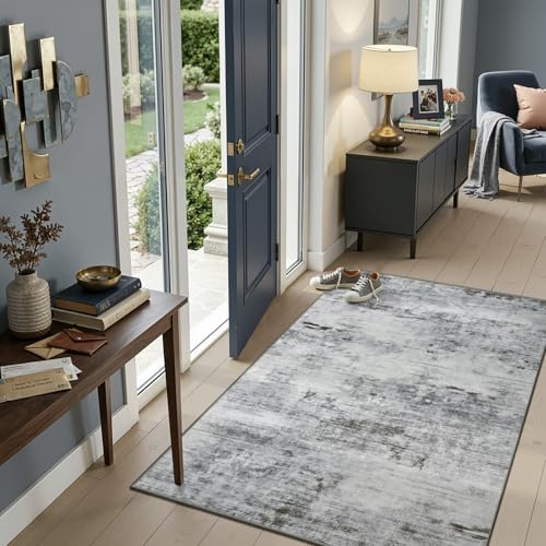 Toneed 3x5 Washable Non Slip Area Rugs for Bedroom Living Room, Grey - Image 2