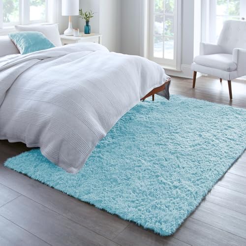 Ophanie 5x8 Light Blue Rugs for Living Room,Kids Rug,Playroom Area Rugs for Boys Girls Teen Decor,Fluffy Fuzzy Soft Plush Shaggy Bedside Floor Bedroom Carpet for Teen with Over 99 pcs Pile fibers - Image 3