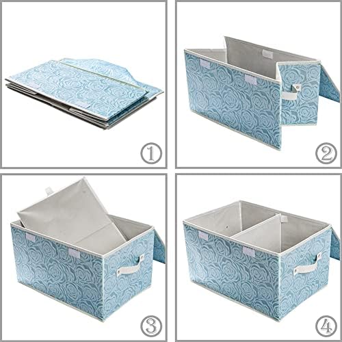 PRANDOM Large Stackable Storage Bins with Lids Fabric Decorative Storage Box Cubes Organizer Containers Baskets with Cover Handles Divider for Bedroom Closet Living Room 17.3x11.8x9.8 Inch 3 Pack - Image 5