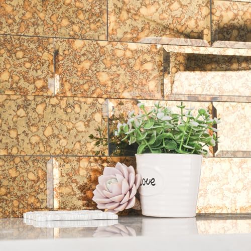 Lovdeco Peel and Stick Beveled Gold Antique Mirror Tile Subway Mirror Glass Backsplash 3x6 Inch for Kitchen Bathroom Wall (40 Pcs, 5 SQ.FT.) - Image 6