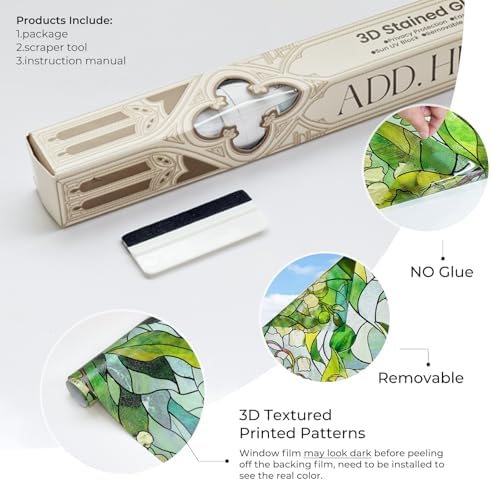 ADD.HERES Window Privacy Film, 3D Stained Glass Window Film, 23.6x35.4in - Image 4
