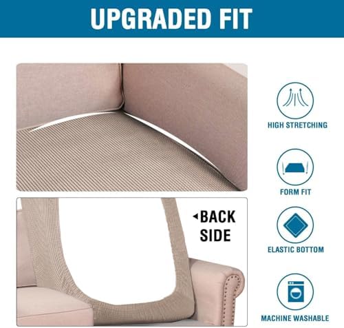 H.VERSAILTEX Super Stretch Individual Chaise Cover Sectional Couch Covers for L Shaped Sofa Both Left/Right Featuring Thick Jacquard Textured Twill Fabric (1 Piece Chaise Cover Large, Sand) - Image 6