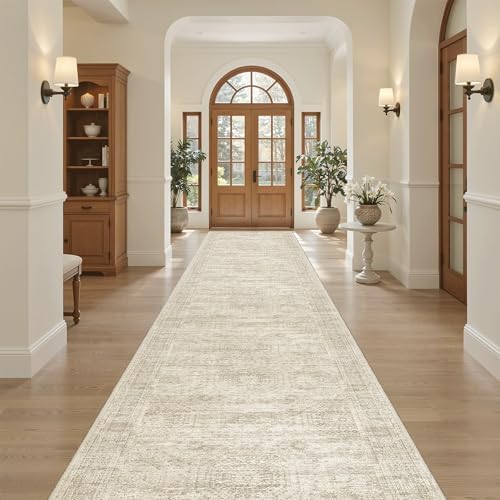 Soalmost Washable 3x14 Hallway Runner Rug Non-Slip Kitchen Entry Rugs Beige - Image 4