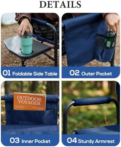 Heavy Duty Oversized Camping Folding Chair, Support 400lbs - Image 6