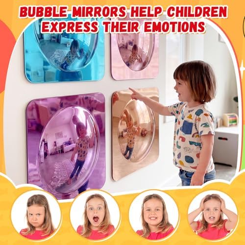 Geiserailie 4 Pcs Sensory Wall Bubble Mirrors, 10 x 10 Inch, CPC Certified - Image 4