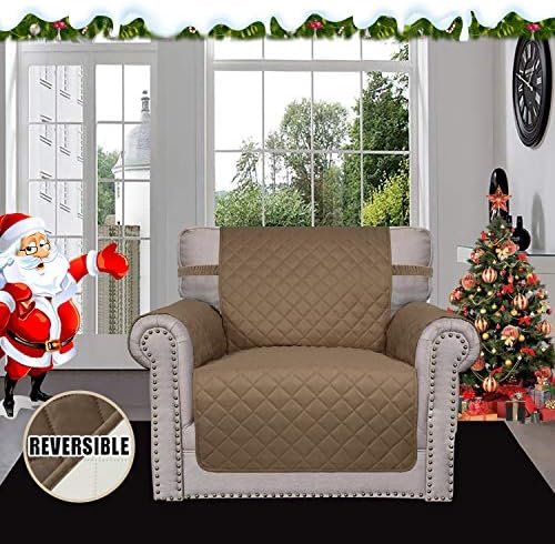 Easy-Going Reversible Couch Cover, Small Chair, Camel/Ivory - Image 2