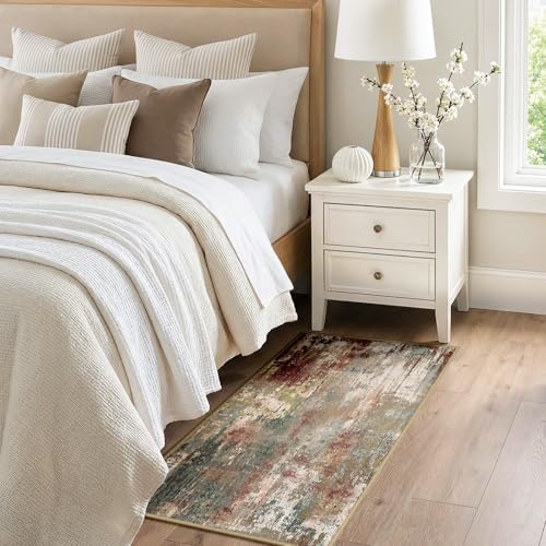 RELEANY Washable 2'x4' Abstract Area Rug for Living Room Rustic Brown - Image 2