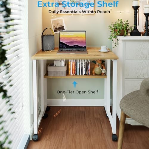GreenForest Folding Desk with Wheels, 31.5" Rolling Table for Small Spaces - Image 5