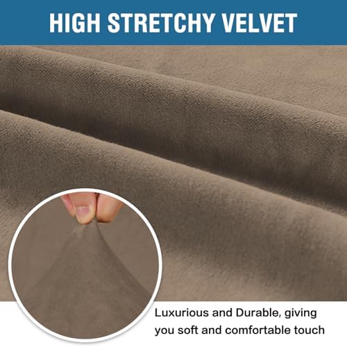 H.VERSAILTEX Stretch Velvet Sofa Covers for 3 Cushion Couch Covers Furniture Protector Soft with Non Slip Elastic Bottom, Crafted from Thick Comfy Rich Velour (Sofa 72"-90", Coco Mocha) - Image 3