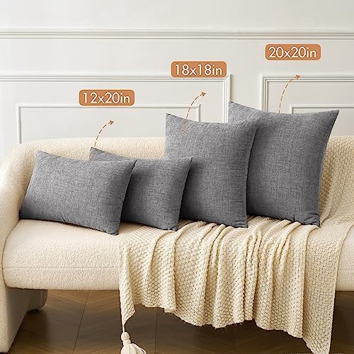MIULEE Soft Chenille Throw Pillow Covers Dark Gray 20x20 Inch Pack of 2 - Image 4