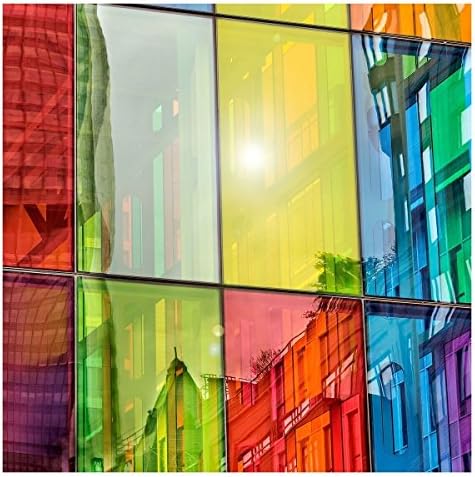 Transparent Decorative Window Film Anti UV Colorful Adhesive Vinyl Heat Insulation Solar Window Tinting Sheets Glass Film for Christmas Home Decoration, 17.7Inch x 16.5Feet, Blue - Image 4