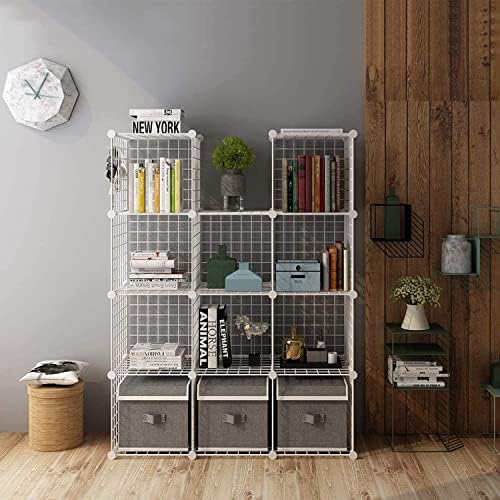 C&AHOME Wire Cube Storage, 12-Cube Storage Organizer Metal, C Grids, White - Image 5