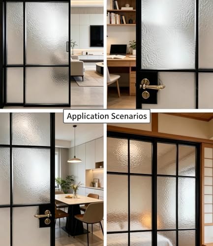 Window Privacy Film, Ripple Decorative Static Cling Glass Sticker No Glue Removable Window Tint with Installation Tools, Anti-UV Front Door Glass Covering for Home, 35.4" x 78.7" - Image 6